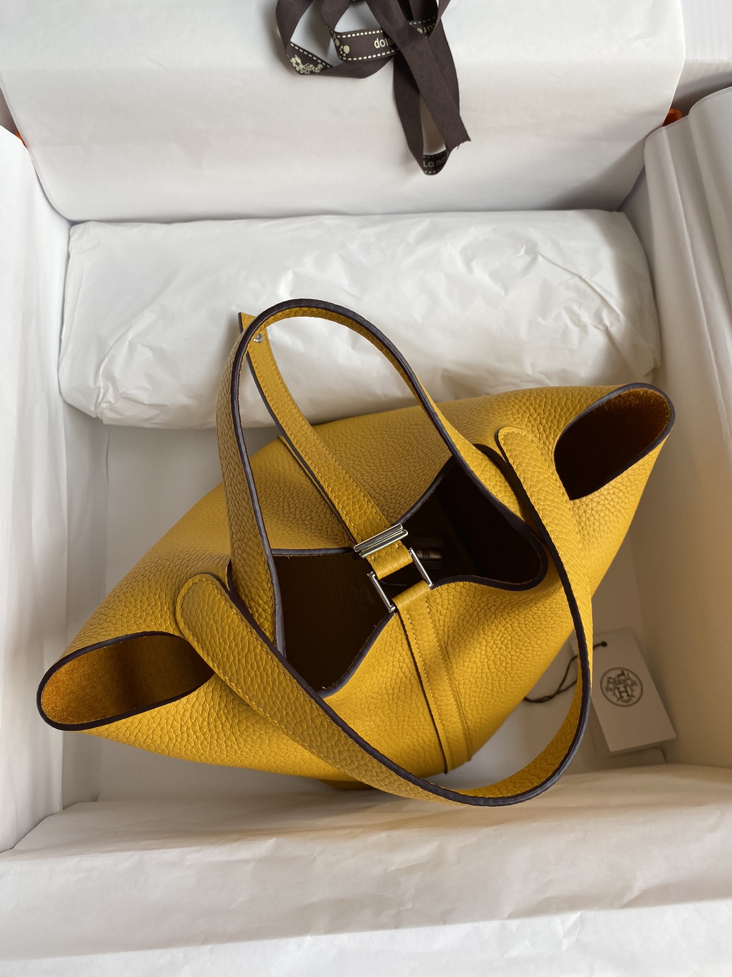 Hermes Picotin Lock 18 Bag In Yellow Amber Clemence Leather